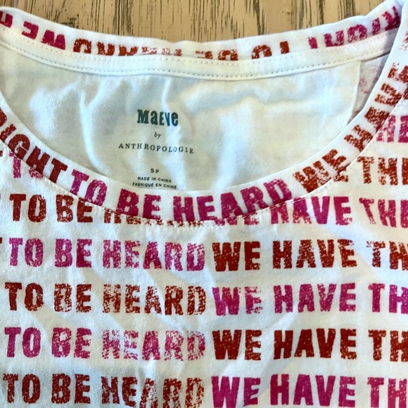 Maeve by Anthropologie Graphic “Your Voice Is Your Vote” T-Shirt, size SP, NWOT - Picture 4 of 6